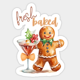 Fresh Baked Gingerbread Man with Bow Sticker